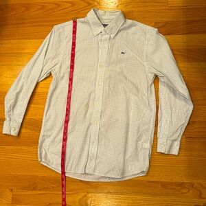 Vineyard Vines button down Whale Shirt Boys size M (12-14) white blue tattersall